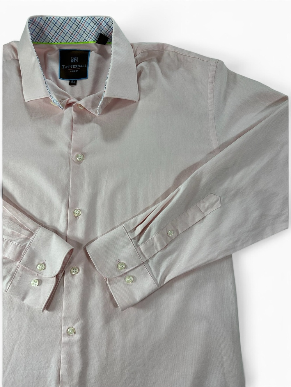 Tattersall Pale Pink Men's Dress Shirt - Spread Collar
